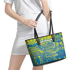 Australia National Swimming Team Leather Tote Bag Aboriginal Shark Dot Pattern Ocean Art