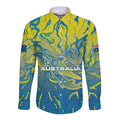 Australia National Swimming Team Long Sleeve Button Shirt Aboriginal Shark Dot Pattern Ocean Art