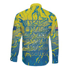 Australia National Swimming Team Long Sleeve Button Shirt Aboriginal Shark Dot Pattern Ocean Art