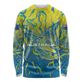 Australia National Swimming Team Long Sleeve Shirt Aboriginal Shark Dot Pattern Ocean Art