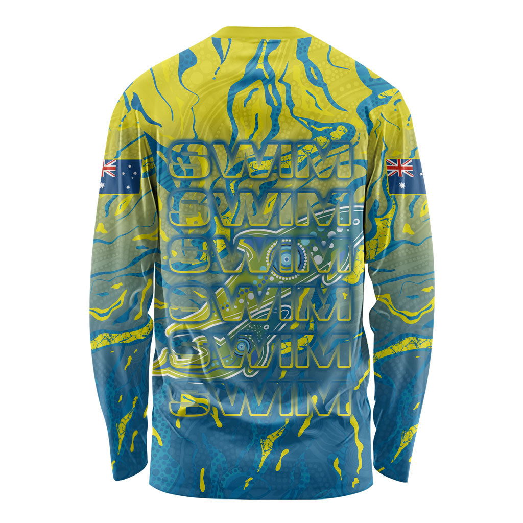 Australia National Swimming Team Long Sleeve Shirt Aboriginal Shark Dot Pattern Ocean Art