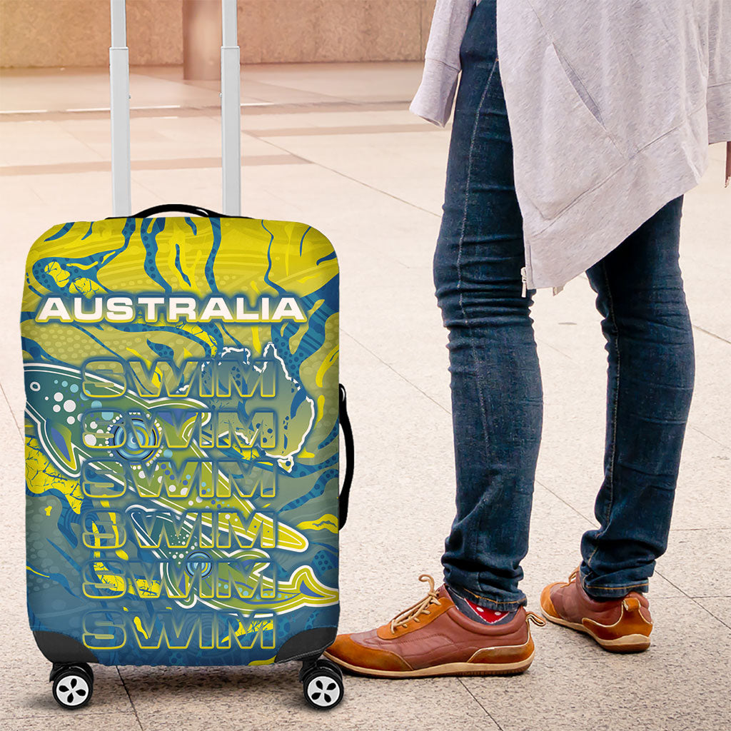 Australia National Swimming Team Luggage Cover Aboriginal Shark Dot Pattern Ocean Art