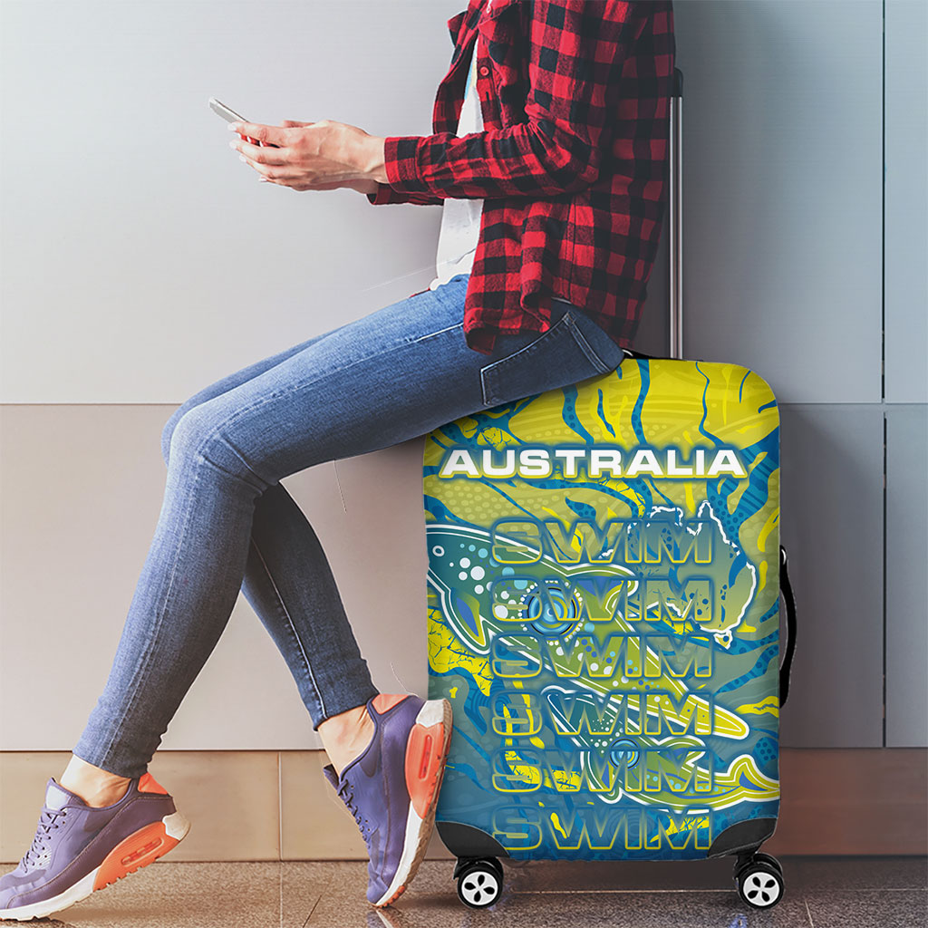 Australia National Swimming Team Luggage Cover Aboriginal Shark Dot Pattern Ocean Art