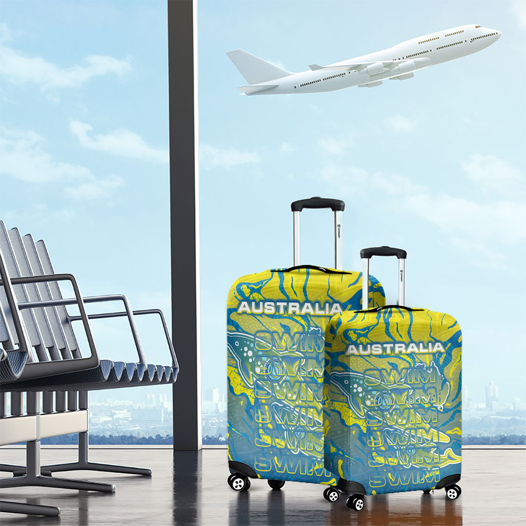 Australia National Swimming Team Luggage Cover Aboriginal Shark Dot Pattern Ocean Art
