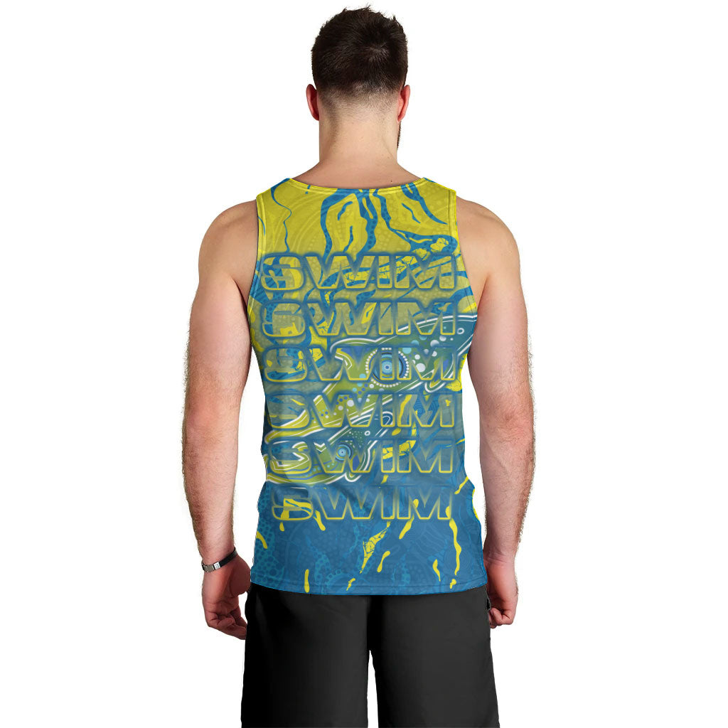 Australia National Swimming Team Men Tank Top Aboriginal Shark Dot Pattern Ocean Art