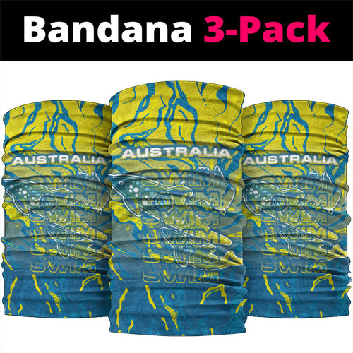 Australia National Swimming Team Neck Gaiter Aboriginal Shark Dot Pattern Ocean Art