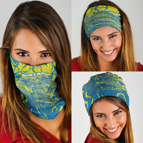 Australia National Swimming Team Neck Gaiter Aboriginal Shark Dot Pattern Ocean Art