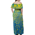 Australia National Swimming Team Off Shoulder Maxi Dress Aboriginal Shark Dot Pattern Ocean Art