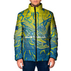 Australia National Swimming Team Padded Jacket Aboriginal Shark Dot Pattern Ocean Art