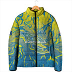 Australia National Swimming Team Padded Jacket Aboriginal Shark Dot Pattern Ocean Art