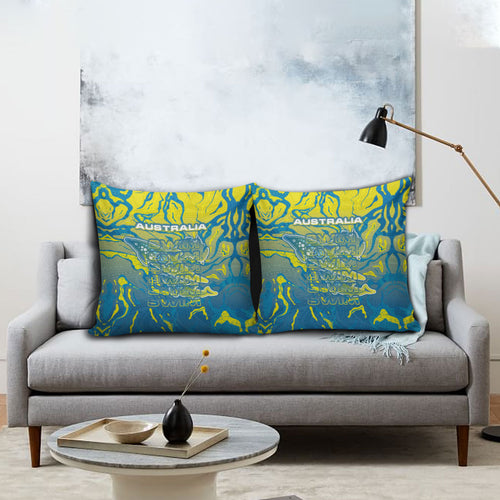Australia National Swimming Team Pillow Cover Aboriginal Shark Dot Pattern Ocean Art