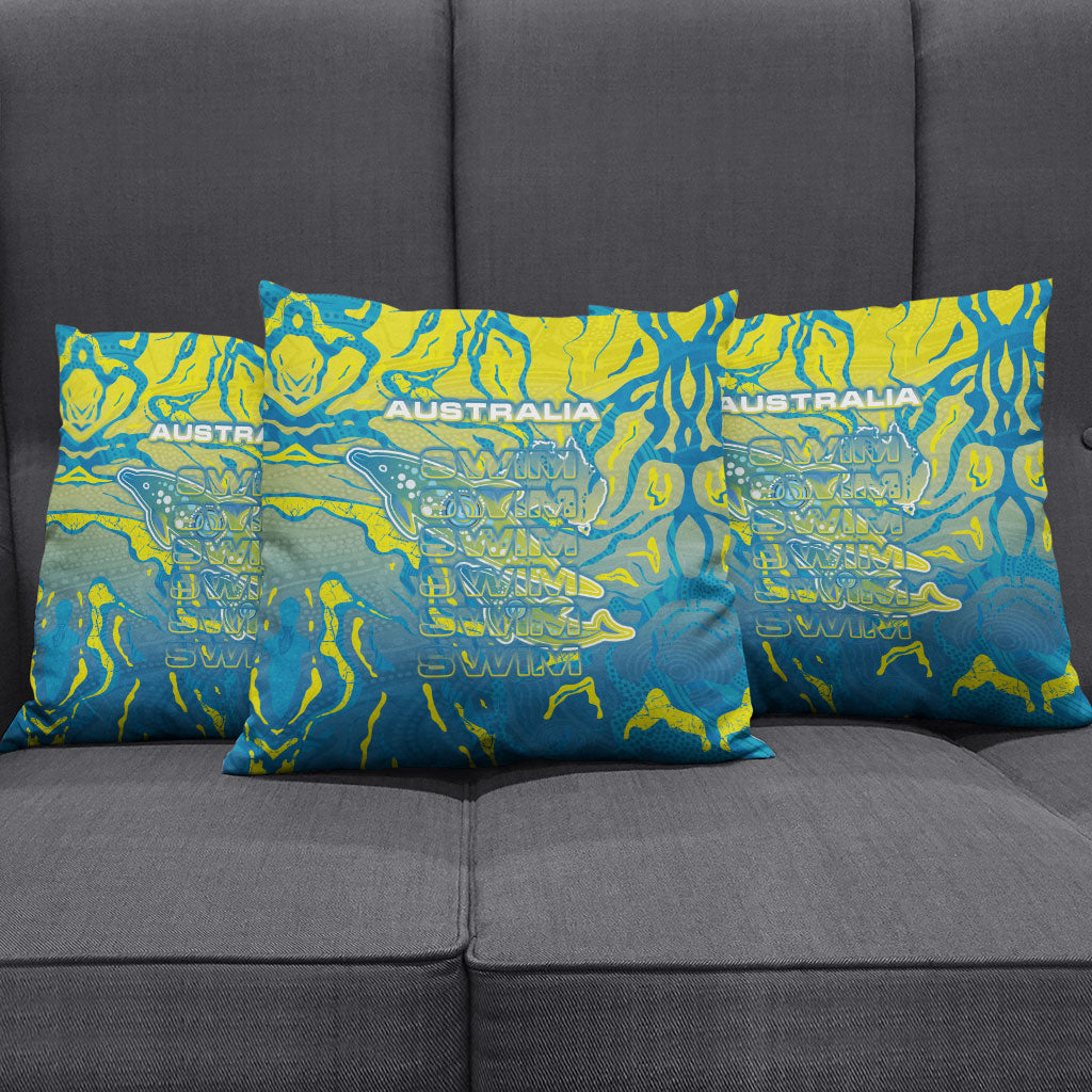 Australia National Swimming Team Pillow Cover Aboriginal Shark Dot Pattern Ocean Art