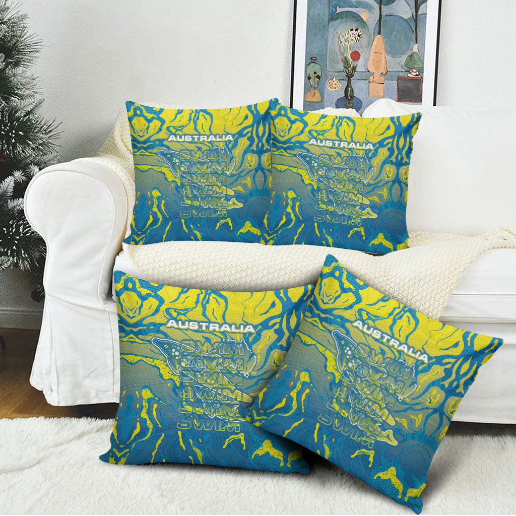 Australia National Swimming Team Pillow Cover Aboriginal Shark Dot Pattern Ocean Art