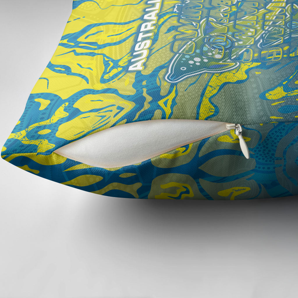 Australia National Swimming Team Pillow Cover Aboriginal Shark Dot Pattern Ocean Art