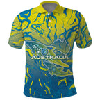 Australia National Swimming Team Polo Shirt Aboriginal Shark Dot Pattern Ocean Art