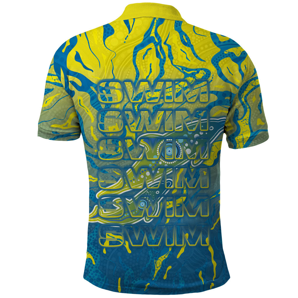Australia National Swimming Team Polo Shirt Aboriginal Shark Dot Pattern Ocean Art