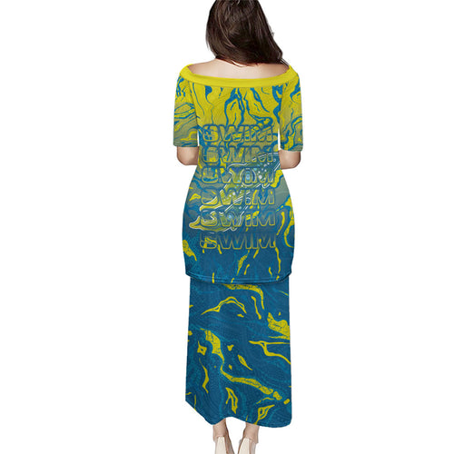Australia National Swimming Team Puletasi Aboriginal Shark Dot Pattern Ocean Art