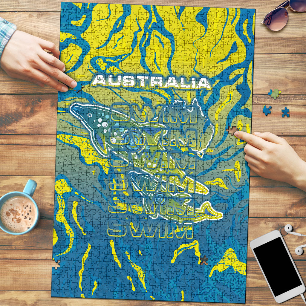 Australia National Swimming Team Puzzle Aboriginal Shark Dot Pattern Ocean Art