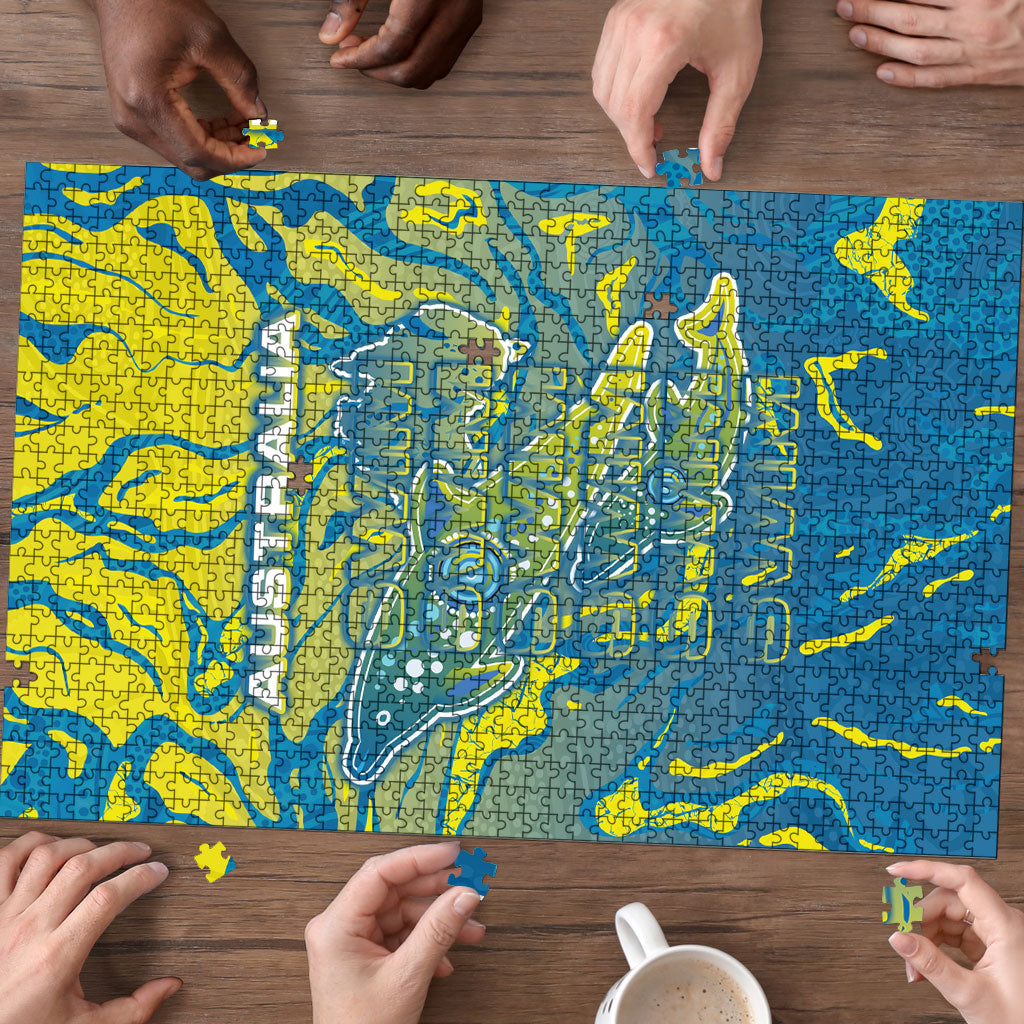 Australia National Swimming Team Puzzle Aboriginal Shark Dot Pattern Ocean Art