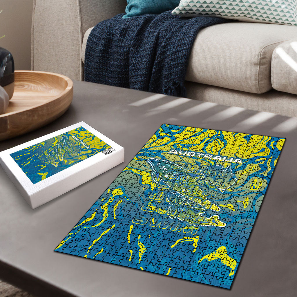 Australia National Swimming Team Puzzle Aboriginal Shark Dot Pattern Ocean Art