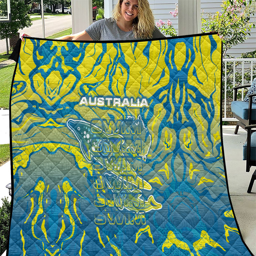 Australia National Swimming Team Quilt Aboriginal Shark Dot Pattern Ocean Art