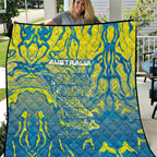 Australia National Swimming Team Quilt Aboriginal Shark Dot Pattern Ocean Art