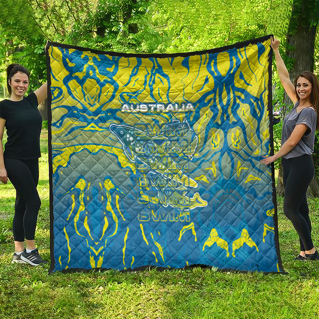 Australia National Swimming Team Quilt Aboriginal Shark Dot Pattern Ocean Art