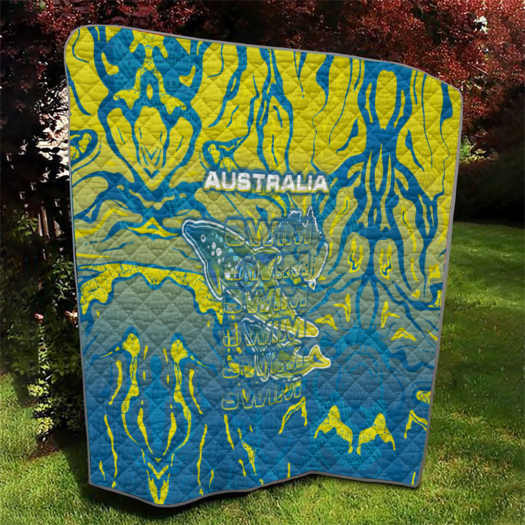 Australia National Swimming Team Quilt Aboriginal Shark Dot Pattern Ocean Art