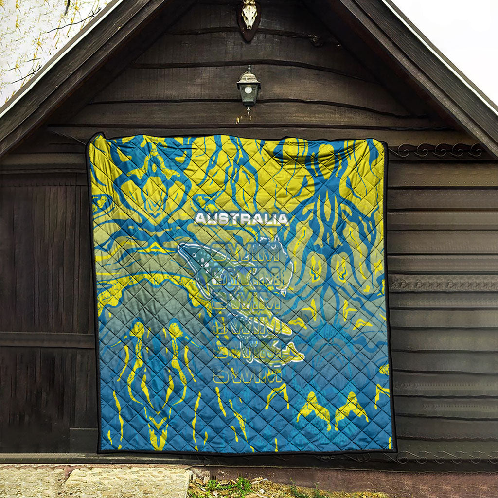 Australia National Swimming Team Quilt Aboriginal Shark Dot Pattern Ocean Art