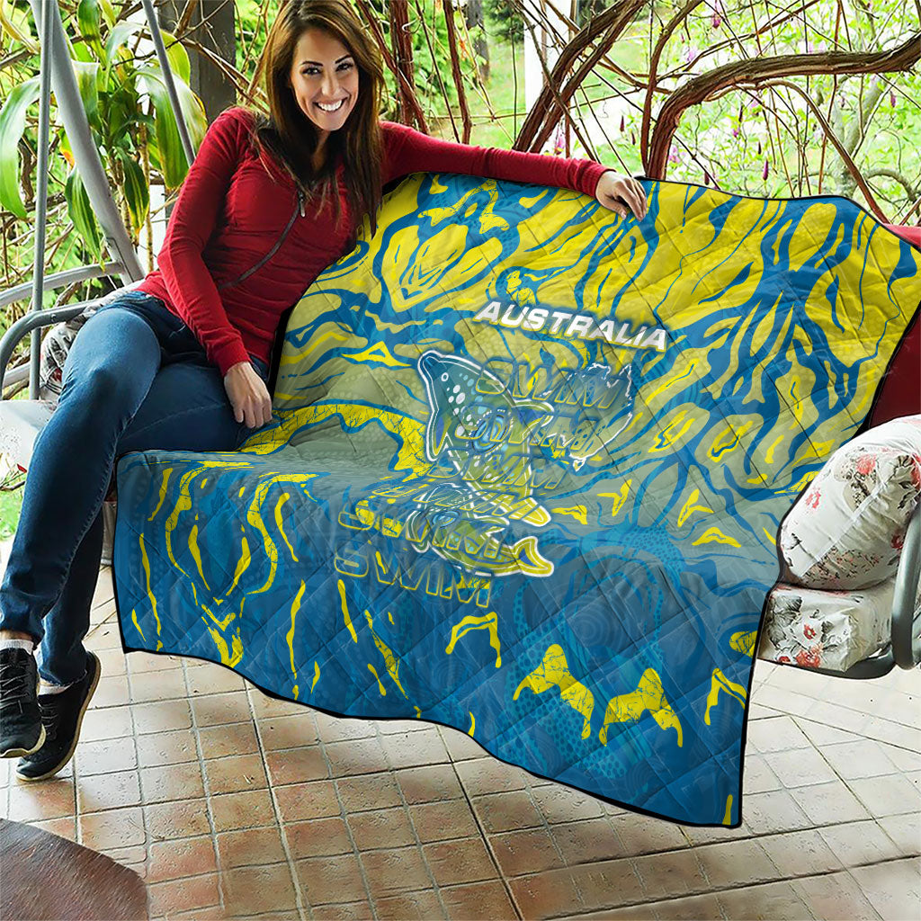 Australia National Swimming Team Quilt Aboriginal Shark Dot Pattern Ocean Art