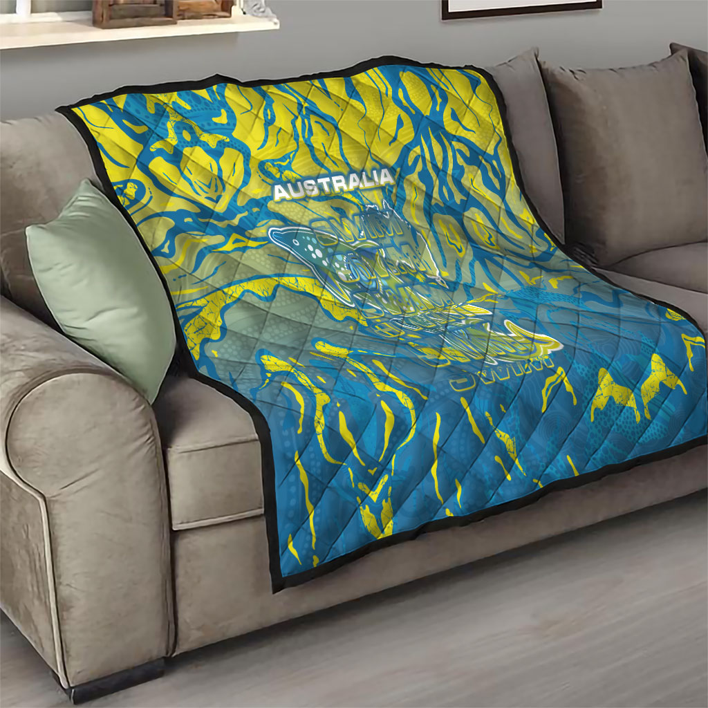 Australia National Swimming Team Quilt Aboriginal Shark Dot Pattern Ocean Art