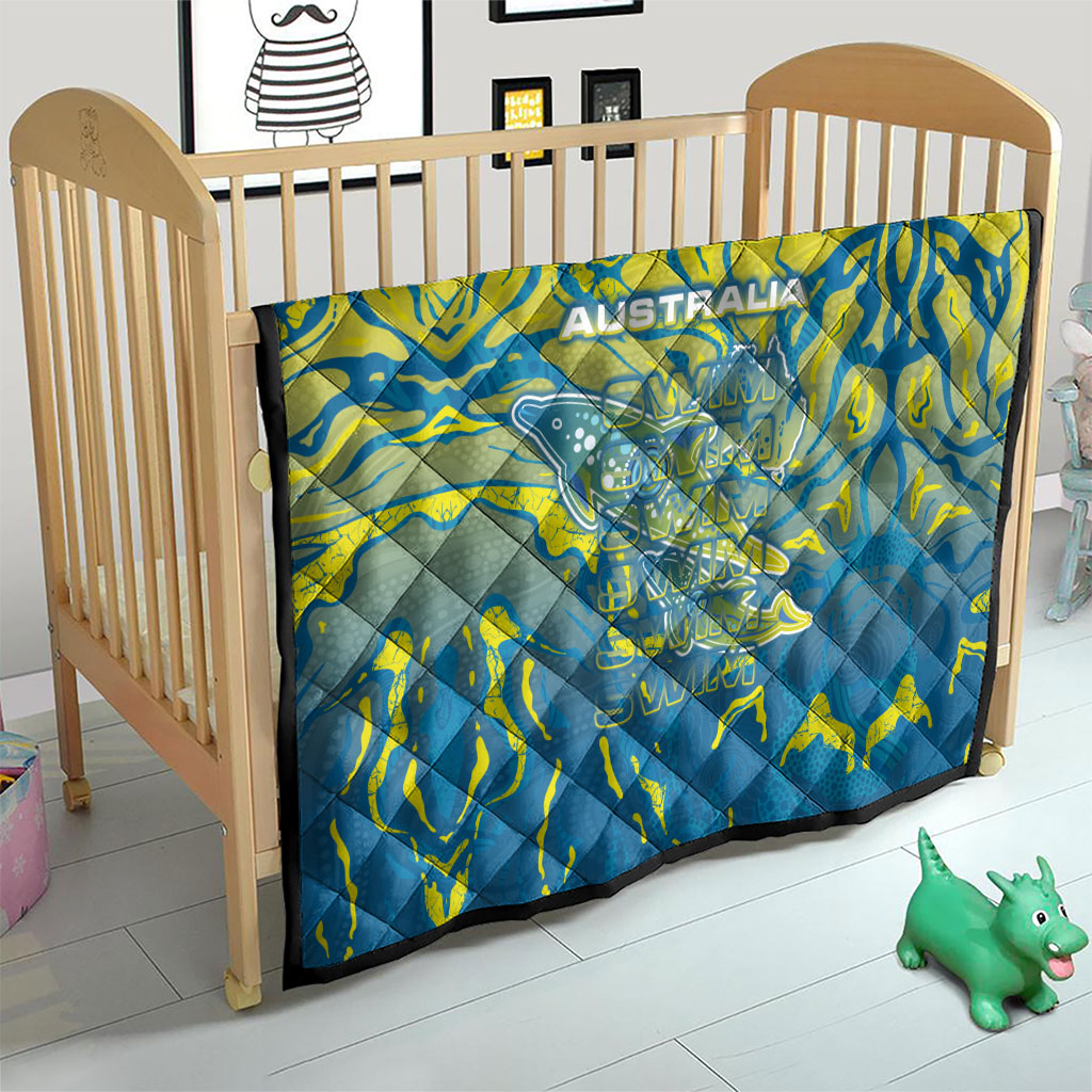 Australia National Swimming Team Quilt Aboriginal Shark Dot Pattern Ocean Art