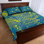 Australia National Swimming Team Quilt Bed Set Aboriginal Shark Dot Pattern Ocean Art