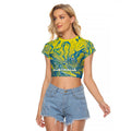 Australia National Swimming Team Raglan Cropped T Shirt Aboriginal Shark Dot Pattern Ocean Art