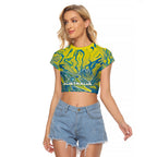 Australia National Swimming Team Raglan Cropped T Shirt Aboriginal Shark Dot Pattern Ocean Art