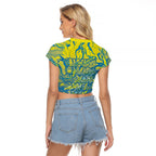 Australia National Swimming Team Raglan Cropped T Shirt Aboriginal Shark Dot Pattern Ocean Art