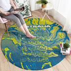 Australia National Swimming Team Round Carpet Aboriginal Shark Dot Pattern Ocean Art