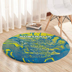 Australia National Swimming Team Round Carpet Aboriginal Shark Dot Pattern Ocean Art