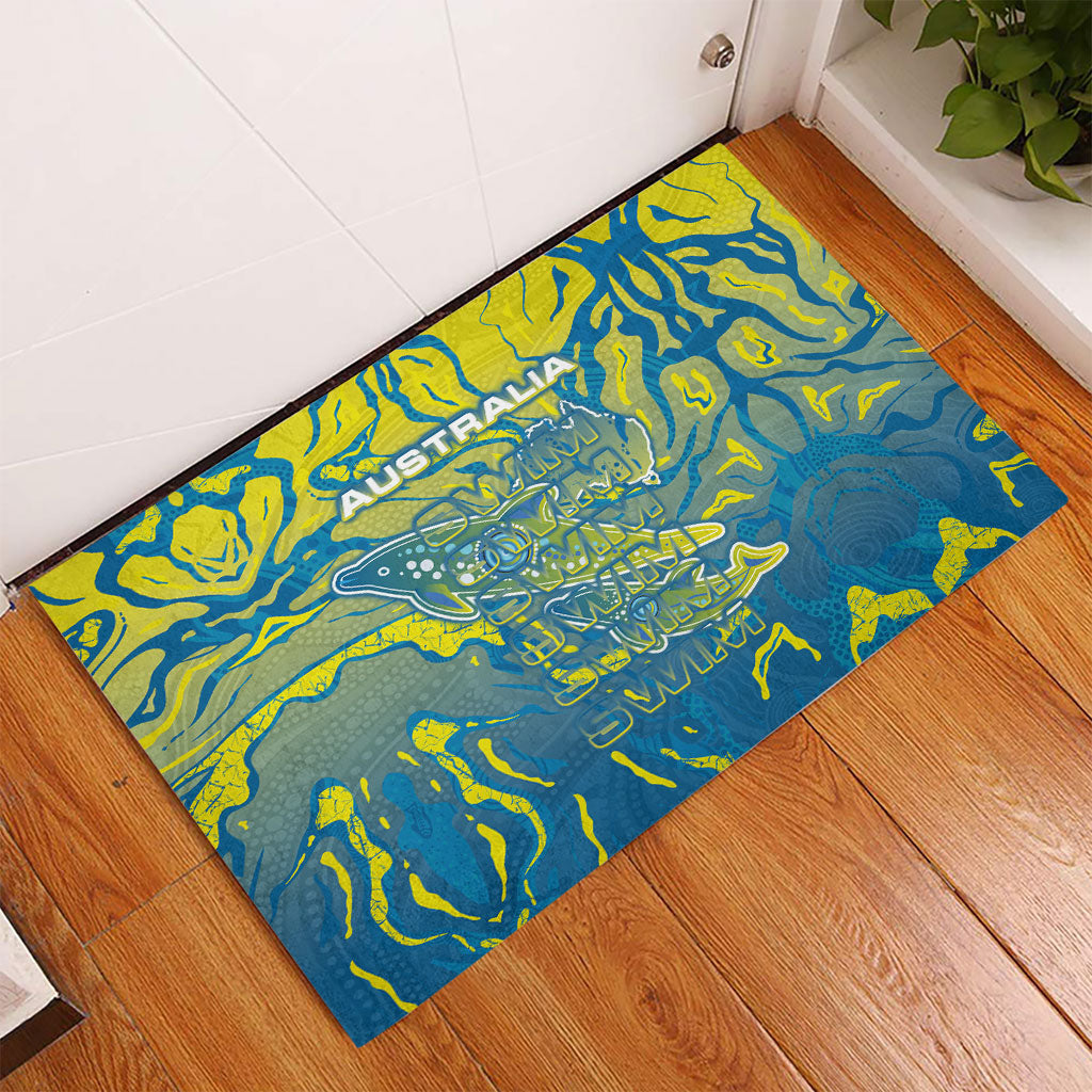 Australia National Swimming Team Rubber Doormat Aboriginal Shark Dot Pattern Ocean Art