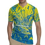 Australia National Swimming Team Rugby Jersey Aboriginal Shark Dot Pattern Ocean Art