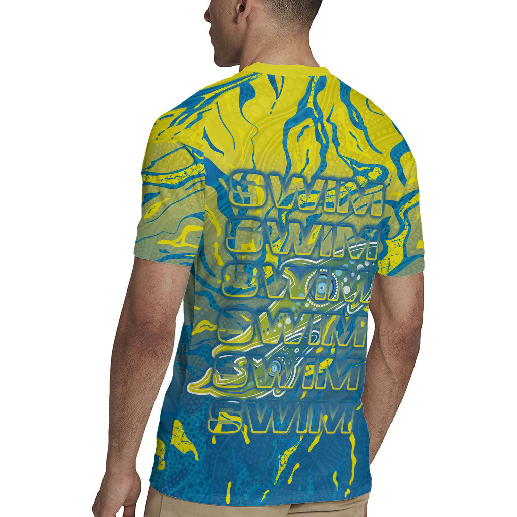 Australia National Swimming Team Rugby Jersey Aboriginal Shark Dot Pattern Ocean Art