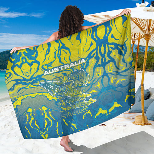 Australia National Swimming Team Sarong Aboriginal Shark Dot Pattern Ocean Art