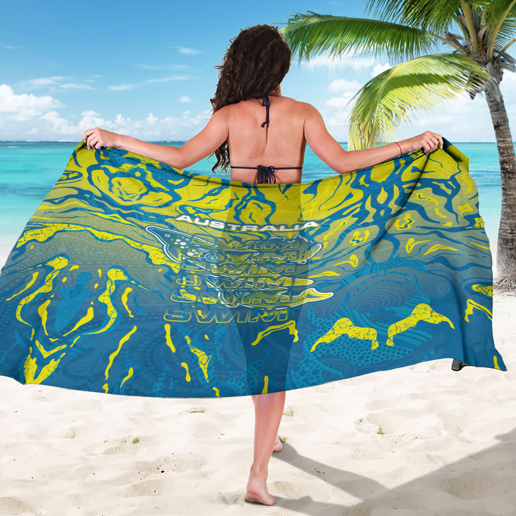 Australia National Swimming Team Sarong Aboriginal Shark Dot Pattern Ocean Art