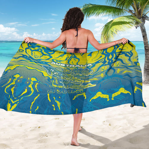 Australia National Swimming Team Sarong Aboriginal Shark Dot Pattern Ocean Art