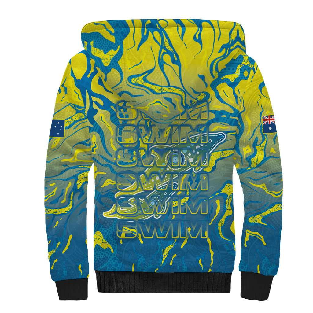 Australia National Swimming Team Sherpa Hoodie Aboriginal Shark Dot Pattern Ocean Art