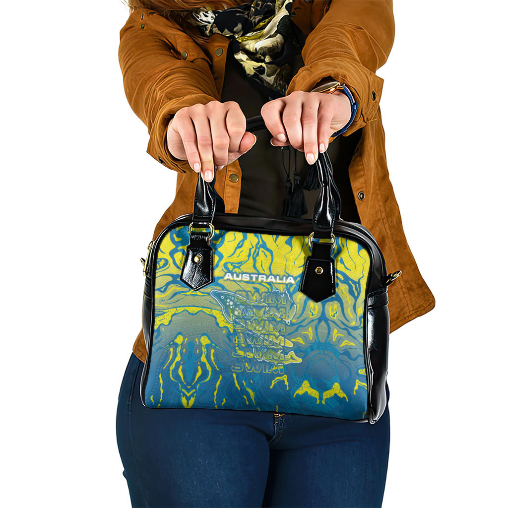 Australia National Swimming Team Shoulder Handbag Aboriginal Shark Dot Pattern Ocean Art