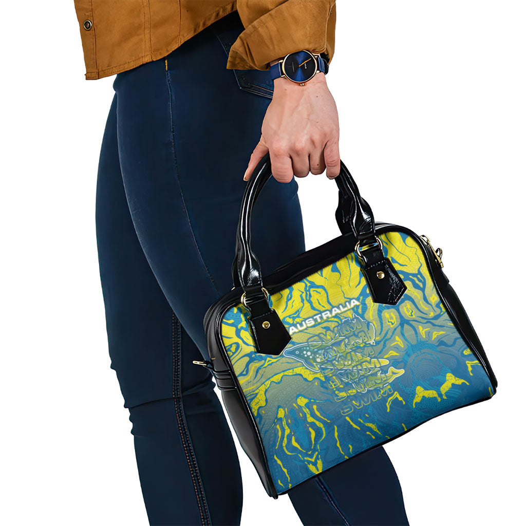 Australia National Swimming Team Shoulder Handbag Aboriginal Shark Dot Pattern Ocean Art