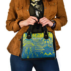 Australia National Swimming Team Shoulder Handbag Aboriginal Shark Dot Pattern Ocean Art