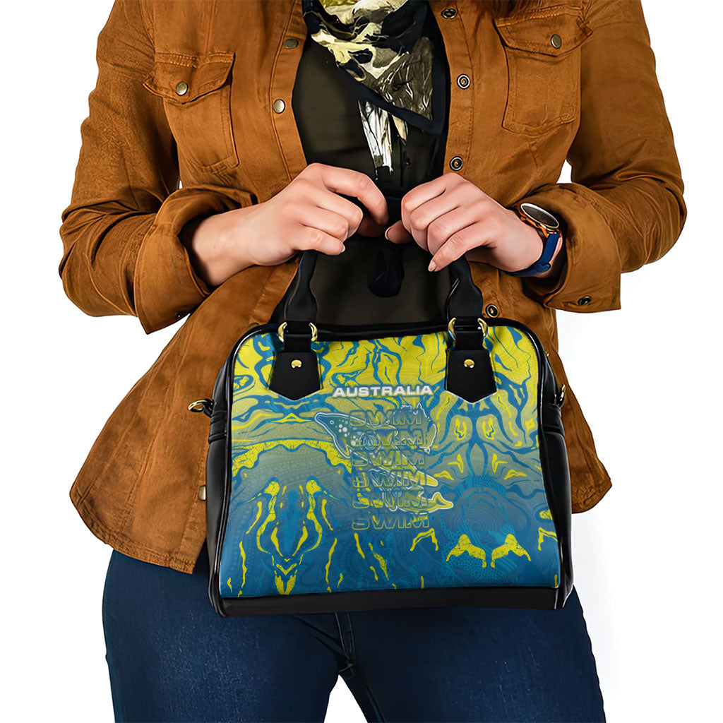 Australia National Swimming Team Shoulder Handbag Aboriginal Shark Dot Pattern Ocean Art