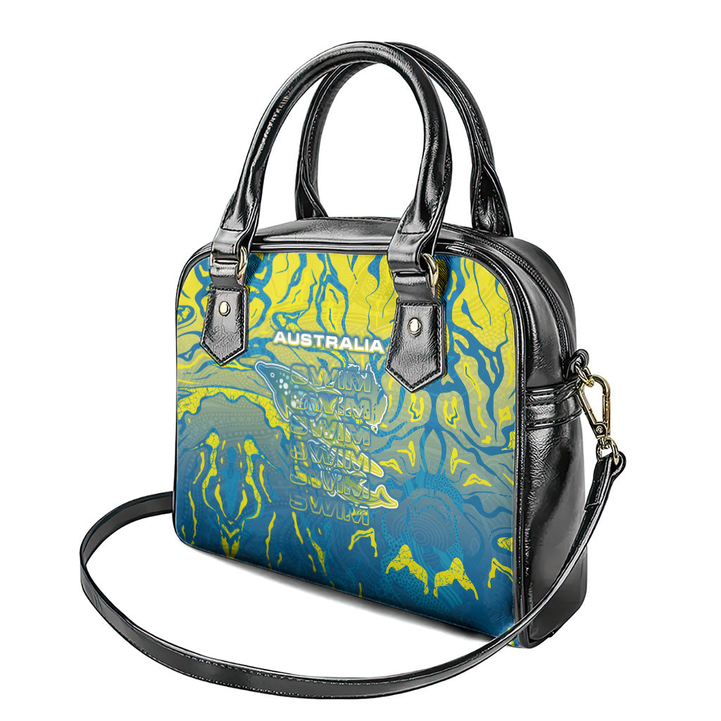 Australia National Swimming Team Shoulder Handbag Aboriginal Shark Dot Pattern Ocean Art